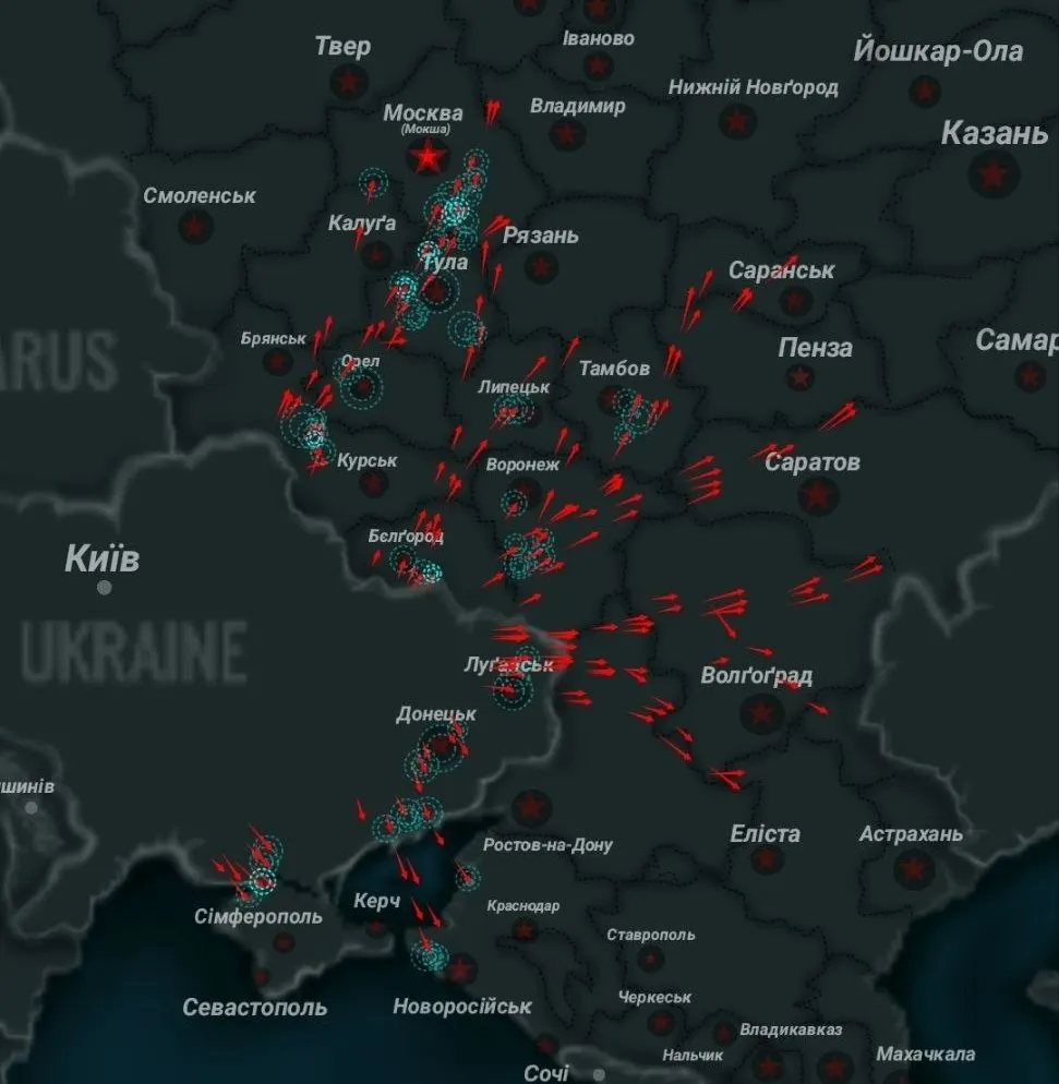 Около 02:50 мск в регионе заметили пролёт беспилотника, по траектории видны срабатывания систем ПВО; большинство аппаратов проходит мимо города.