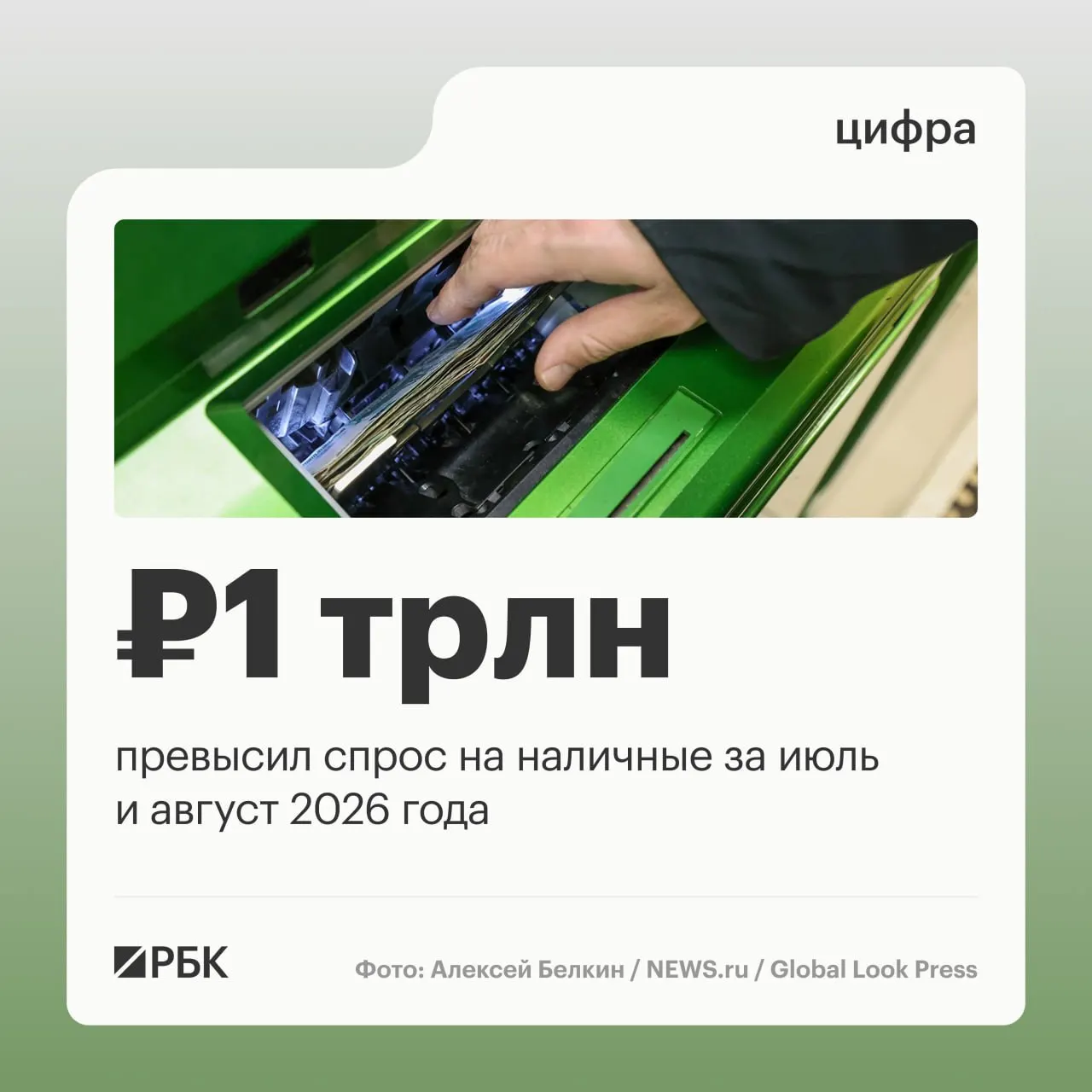 Наличные продолжают расти: за год общий прирост достиг примерно 2,5 трлн рублей, пик спроса пришёлся на апрель.